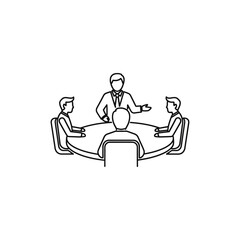 Professional Business Meeting with Team Discussion at Conference Table