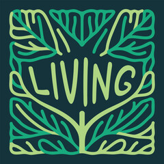 Living Leaf Pattern Badge Illustration