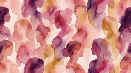 Watercolor Silhouettes of Diverse Women in Shades of Pink and Purple.