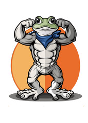 Fototapeta premium una rana muscolosa stile cartoon 01