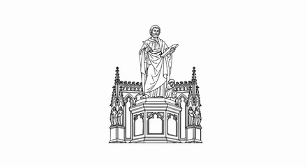 Fototapeta premium Ornate monument with a central figure holding a book and quill