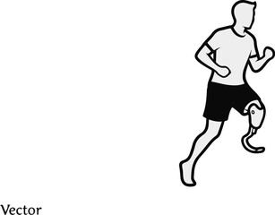 Runner with prosthetic leg in mid-stride, athletic motion
