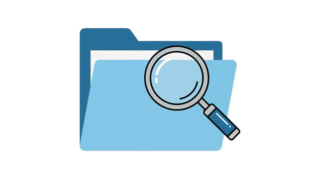 Magnifying Glass on Folder Icon.