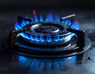 Natural Gas Stove Safety Concept with Blue Flame