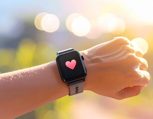Smartwatch Health Tracking Concept with Heart Icon (No Letters)