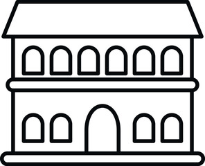 Fototapeta premium House architecture outline depicting a facade with multiple arched windows