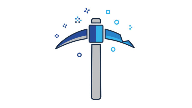 Pickaxe Tool with Blue Accents and Sparkling Effects.