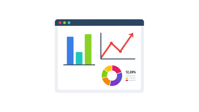 Colorful Business Graphs and Charts Display.