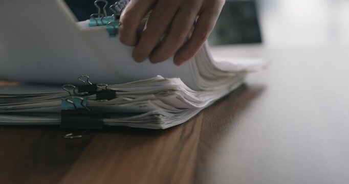 Working on documents and files in the office