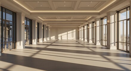 Naklejka premium Elegant Light filled Interior with Architectural Design Shadows