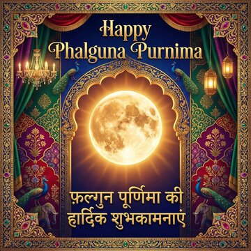 Celebration of chaitra purnima with traditional indian artwork and lunar symbolism