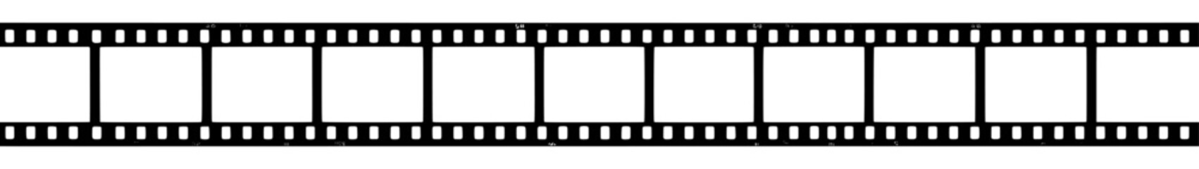 Obraz premium Filmstrip icon collection. Includes movie, cinema, video, film, production elements. Created in flat style with black and white colors isolated PNG with Transparent Background