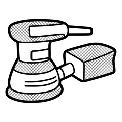 simple electric sander vector, editable lines
