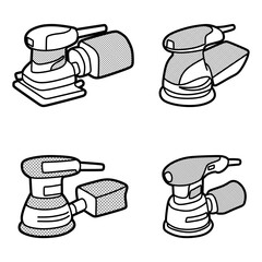 four electric sanding machine images, editable lines