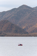 Fototapeta premium landscape view of Lake Chuzenji (Chuzenjiko) Nikko, Tochigi, Japan during autumn.