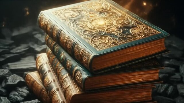 A mystical wizard casting a powerful magical spell on a glowing smoky book in an enchanting fantasy space with warm mystical light and magical atmosphere
