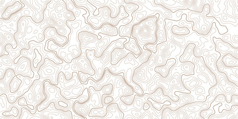 Topographic map illustration with brown contour lines on white background © MD.HUZZATULLAHISLAM