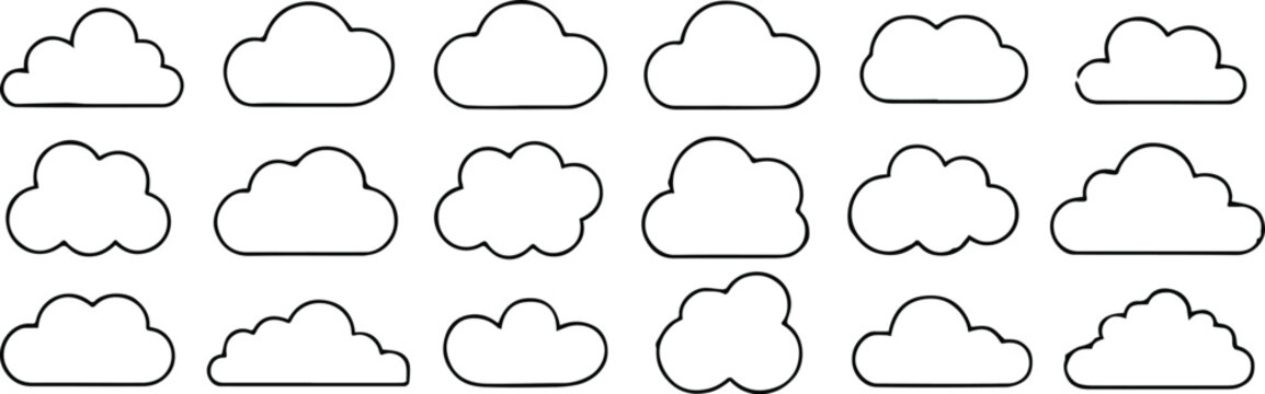 cloud icons collection vector outlines for web and mobile