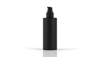 Premium Black Matte Skincare Pump Bottle Mockup on Clean White Background with Minimalist Luxury Cosmetic Packaging Design Template for Branding Presentation, High Resolution Studio Product Photograph
