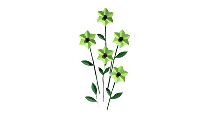 Fototapeta premium Vibrant Green Geometric Flowers Illustration for Fresh Eco Branding, Web Design, and Spring Growth