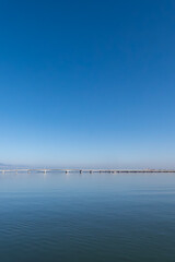 空も湖面も真っ青な琵琶湖　滋賀県大津市