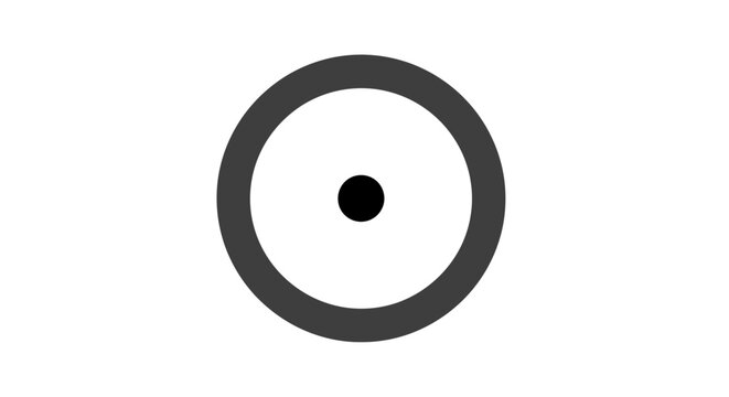 Black and white bullseye target symbol.