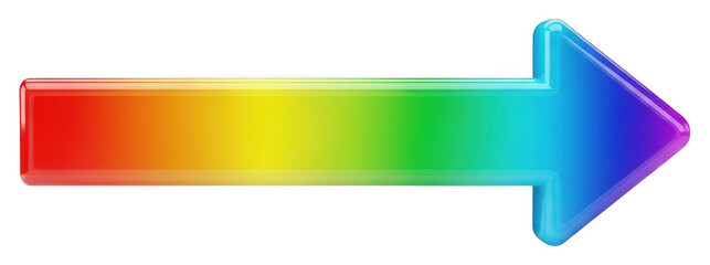 Obraz premium A vibrant rainbow colored arrow pointing right on transparent background