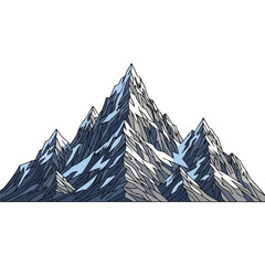 Fototapeta premium Snowy Mountain Peaks Illustration