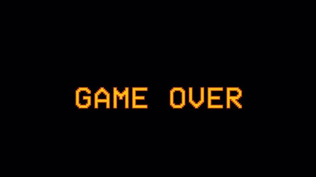 Classic Game Over 8 Bit Retro Gaming Screen Text Animation 4k video animation seamless loop