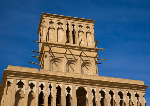 Aghazadeh mansion wind towers used as a natural cooling system in iranian architecture, Fars province, Abarkooh, Iran
