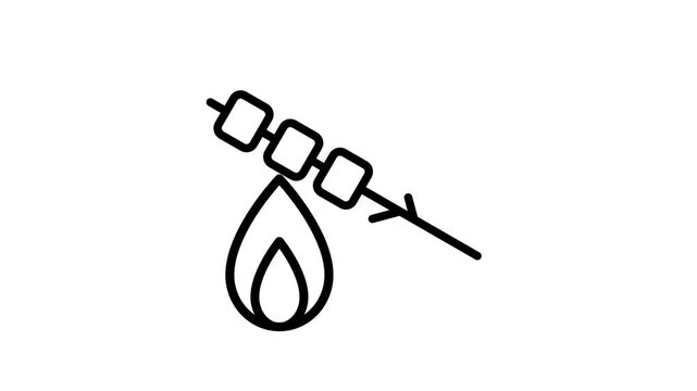 Animated marshmallow roasting over campfire icon