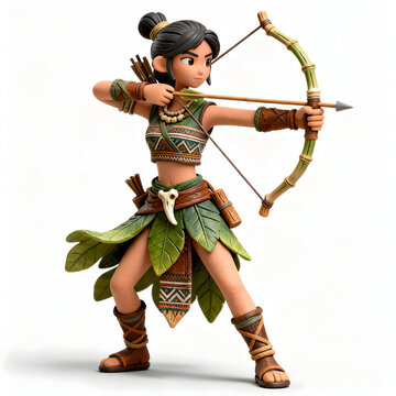 Leaf Archer &ndash; Jungle Tribal Bowman Fantasy RTS Game Asset