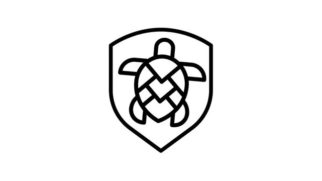 Turtle shield icon animated protection symbol