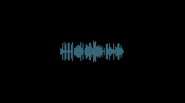 Blue Sound Waveform Animation on Black Background. seamless loop