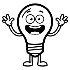 Happy Light Bulb Character Illustration