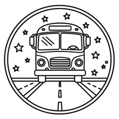 School Bus Illustration with Stars