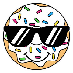 Whimsical Donut with Sunglasses Illustration