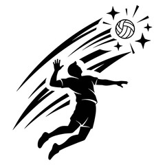 Dynamic Volleyball Player Mid-Air Action Icon