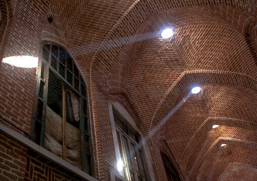 Rays of light inside the old bazaar, Tabriz, Iran