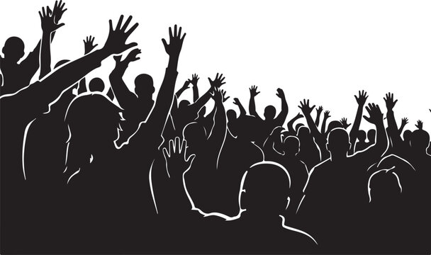 Crowd of fans with raised hands in a stadium, cheering and celebrating a sporting event , Generative Ai