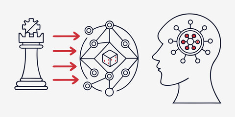 Chess piece transforming into a neural network within a human head © AG