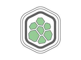 Abstract green cellular structure inside hexagon frame design