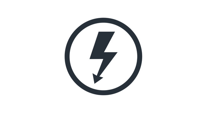 Black lightning bolt in circle icon.