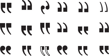 Set of quote mark. Quotes icon vector set. Quotemarks outline, speech marks, inverted commas or talking marks collection. Talk bubble speech icon. Black quotes icon. © crea8ive