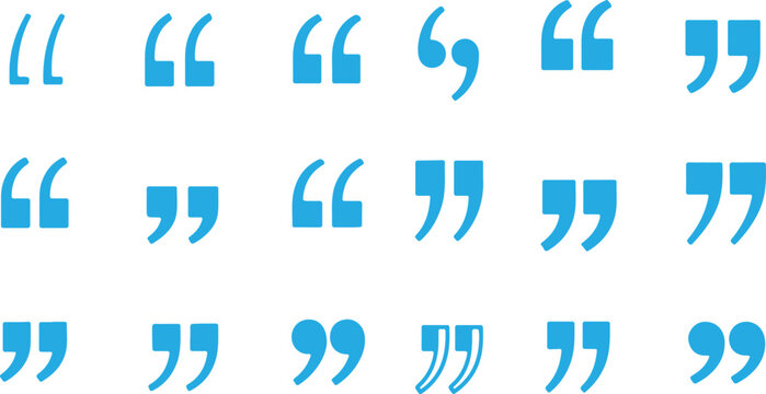 Set of quote mark. Quotes icon vector set. Quotemarks outline, speech marks, inverted commas or talking marks collection. Talk bubble speech icon. Black quotes icon.