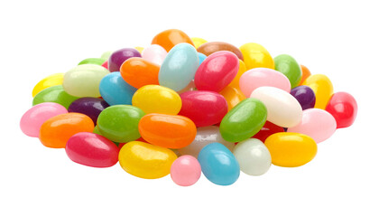 colourful jellybeans isolated on transparent background.