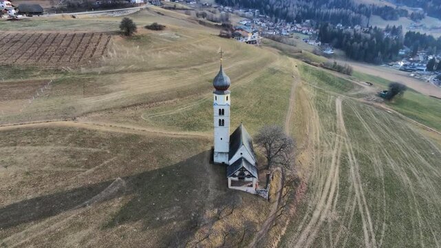 Dolomites. Church and ancient religious tradition of Siusi and Castelrotto