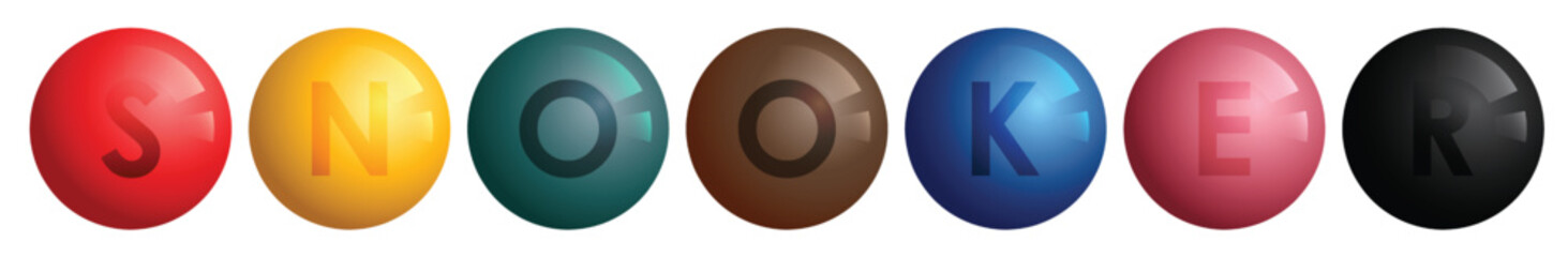 billiard balls for playing snooker with name of the game SNOOKER. Sports design element for competitions. Vector