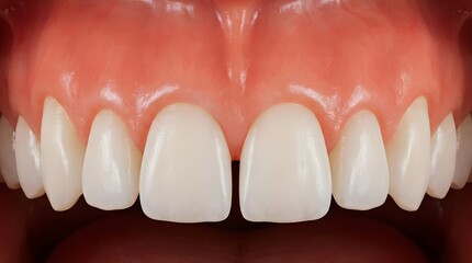 Obraz premium Close-up Dental Photo of Healthy Upper Front Teeth and Gums