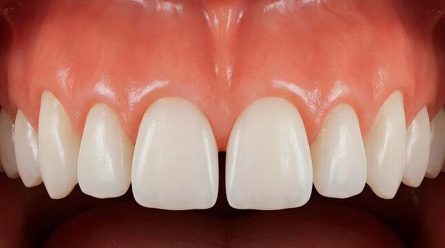 Close-up Dental Photo of Healthy Upper Front Teeth and Gums